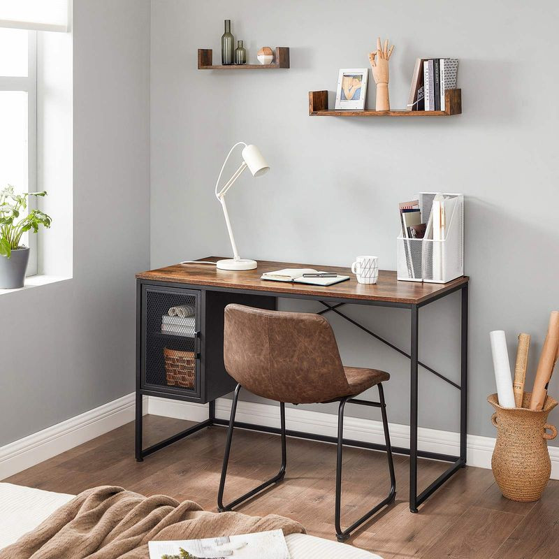 Desk setup with desk accessories in office